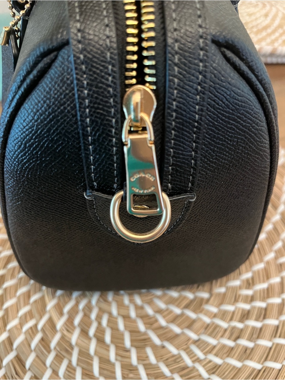 COACH Rowan medium Black Leather Dome Satchel with Gold Hardware - Picture 13 of 16